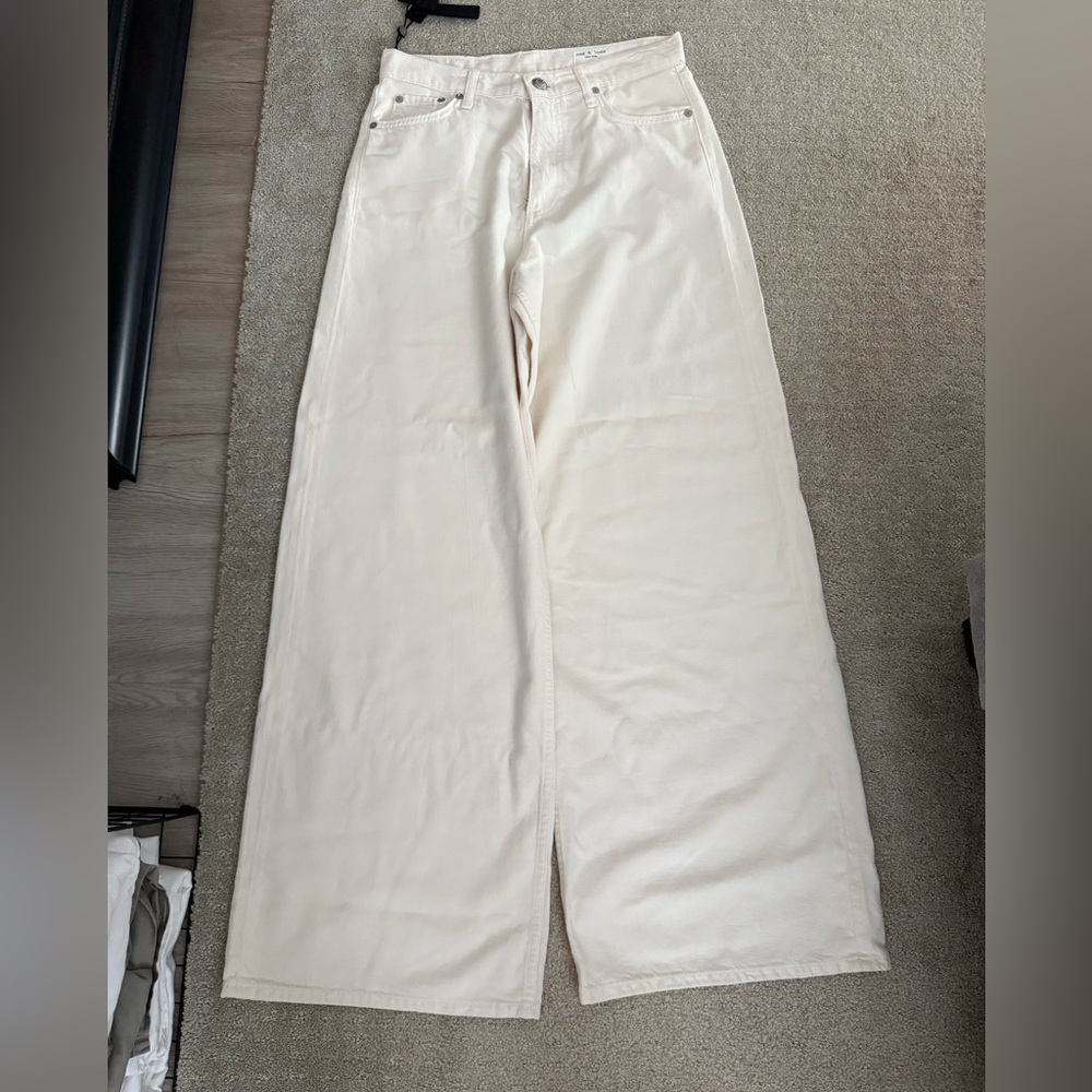 NWT Rag & Bone High-Rise Ultra Wide Pants in Cream